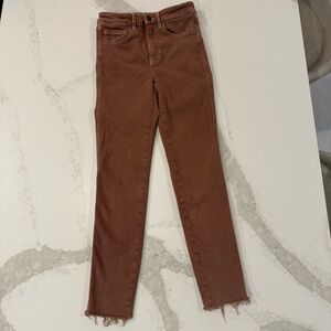 Free People We The Free High Rise Skinny Denim Jeans Womens 25 Rust Brown RawHem